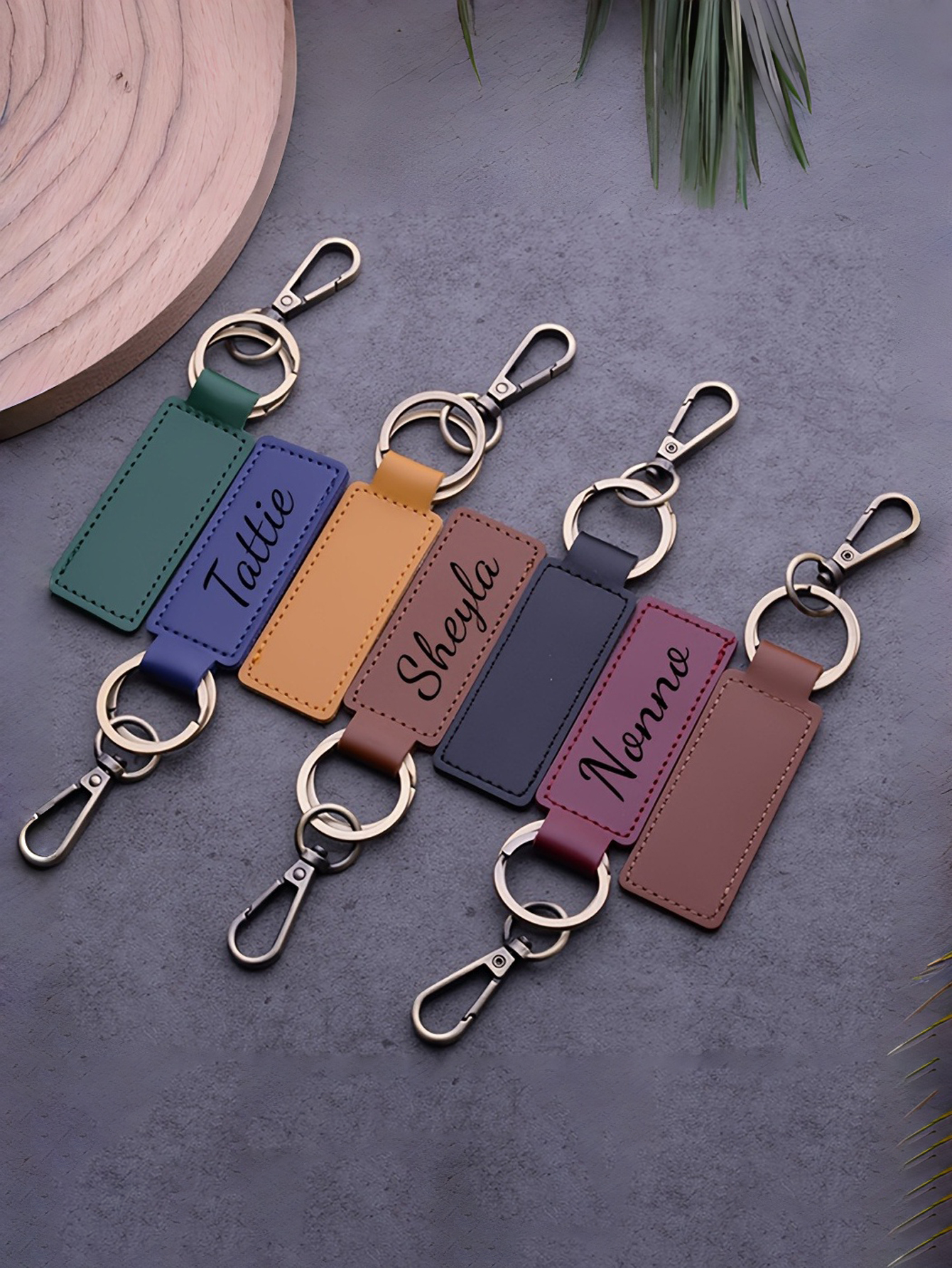 Custom Name Imitation Leather Keychain Personalized Vintage PU Leather Keychain